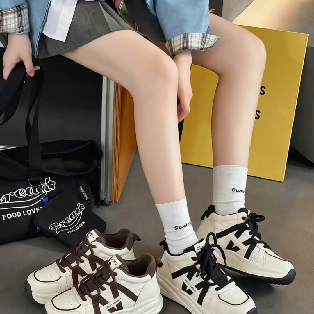 厚底加绒老爹鞋冬季女秋冬新款运动保暖休闲高帮女鞋时尚显瘦小众