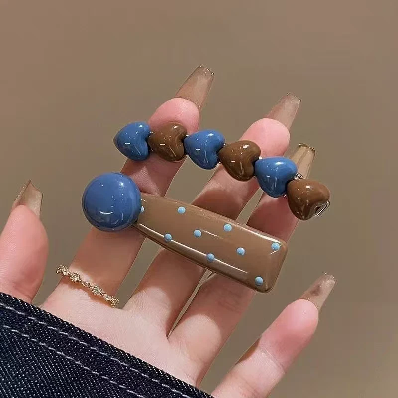 海盐奶咖~发夹女爱心边夹前额一字发卡碎发刘海夹子头饰2025新款