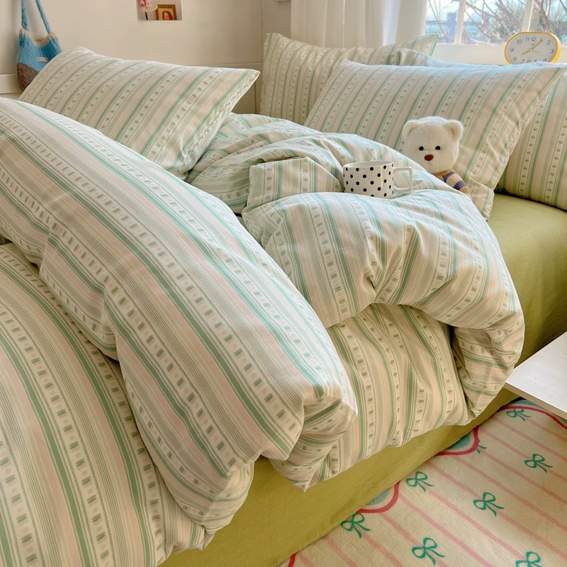 V/雅鹿印花纯棉四件套100%全棉床单被套三件套学生宿舍棉被罩床笠