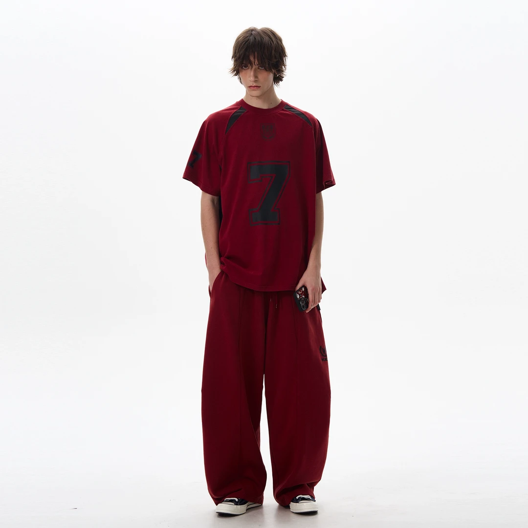 尾郎的店 夏日松弛感运动服套装男高级感泽西风短袖T恤卫裤情侣潮