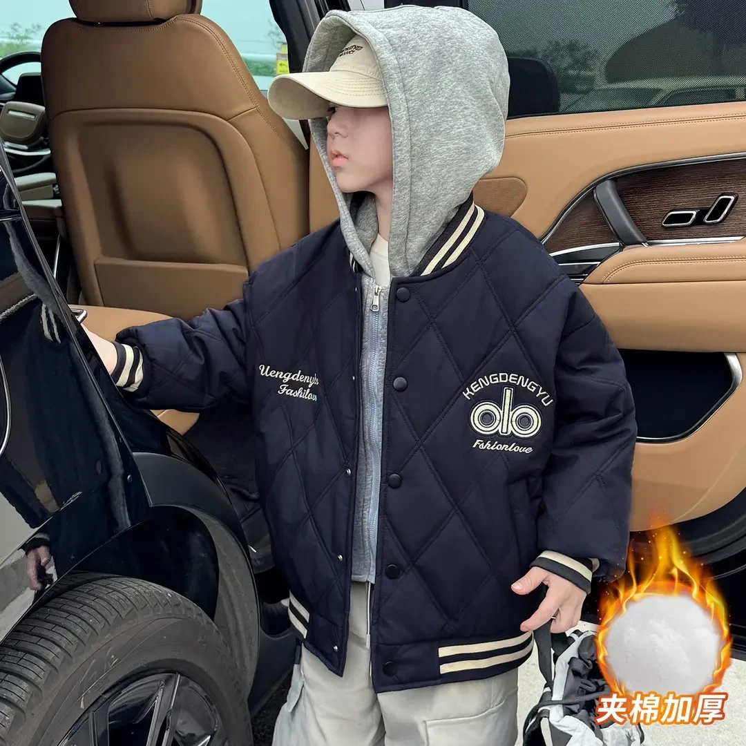 儿童装男童夹棉外套秋冬款2025新款加厚冬装中大童冬季男孩衣服潮