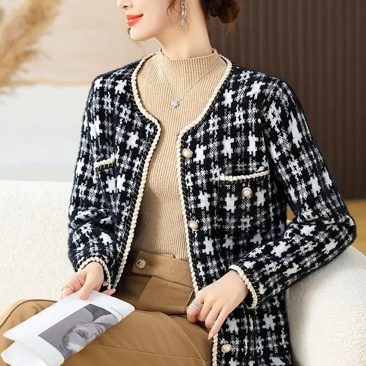 181春秋初冬新款小香风女针织短外套时尚百搭高级感开衫