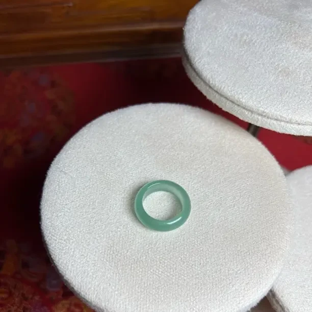 <翠隐清川>冰种飘花戒圈男女款玉石指环时尚气质玉扳指