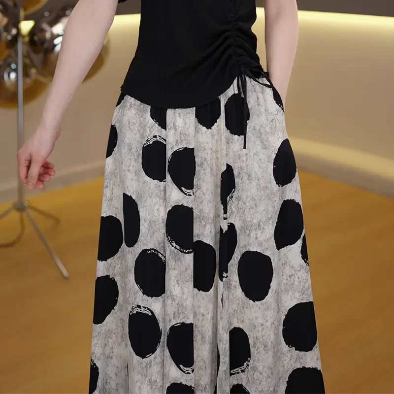 2025新款时尚气质半身裙女春夏季中长款显瘦百搭印花A字裙子