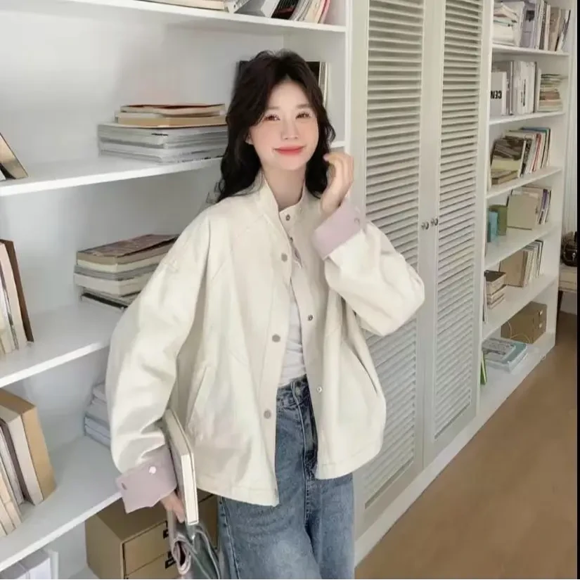 撞色休闲工装外套女春秋2025新款港风休闲流行爆款小个子上衣