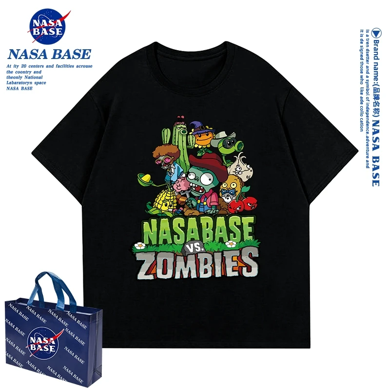 NASA BASE儿童短袖t恤植物大战僵尸男童短袖夏季2025新款套装上衣