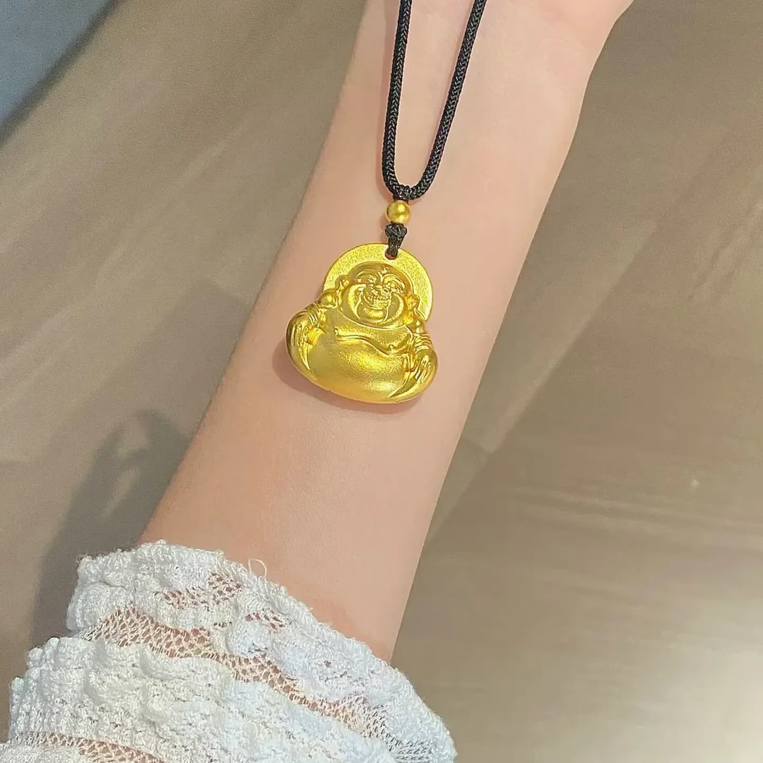 合金布艺吊坠 【欣亿】铜合金吊坠 实心大肚弥勒佛吊坠 金色国风