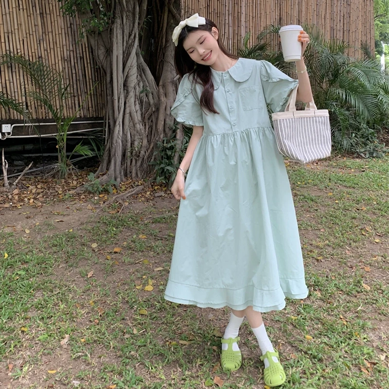 大码女装夏季新款胖mm韩版漂亮荷叶边设计感胖mm大码女装连衣裙