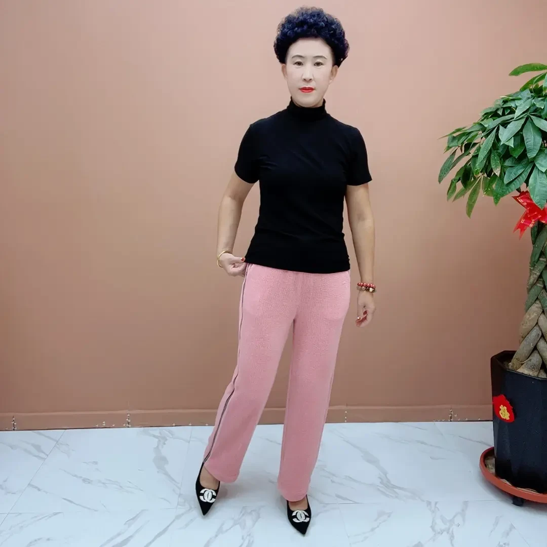 9086秋冬季加厚保暖欧绒棉直筒休闲裤