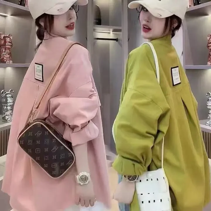 889大码宽松气质衬衫女春秋休闲洋气外套(衣长74.胸围130左右)