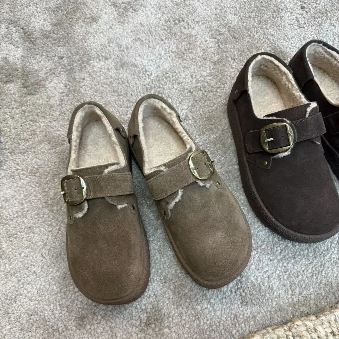 25690-休闲风潮流风纯色秋冬加绒女鞋棉鞋韩版单鞋