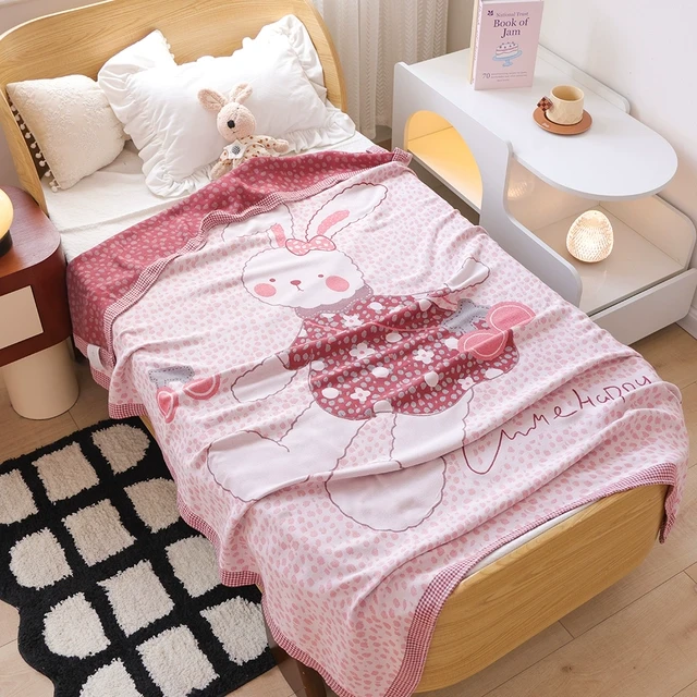 竹纤维儿童冷感毯夏季薄款纱布盖毯柔软吸汗透气午睡毯子可爱卡通