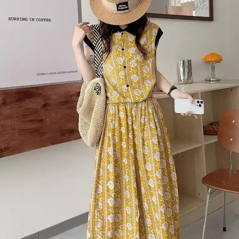 夏季翻领系扣棉绸气质时尚休闲女士无袖套装