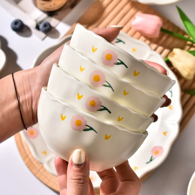 陶瓷米饭碗釉下彩家用2025新款高颜值可爱漂亮碗具特别好看的小碗