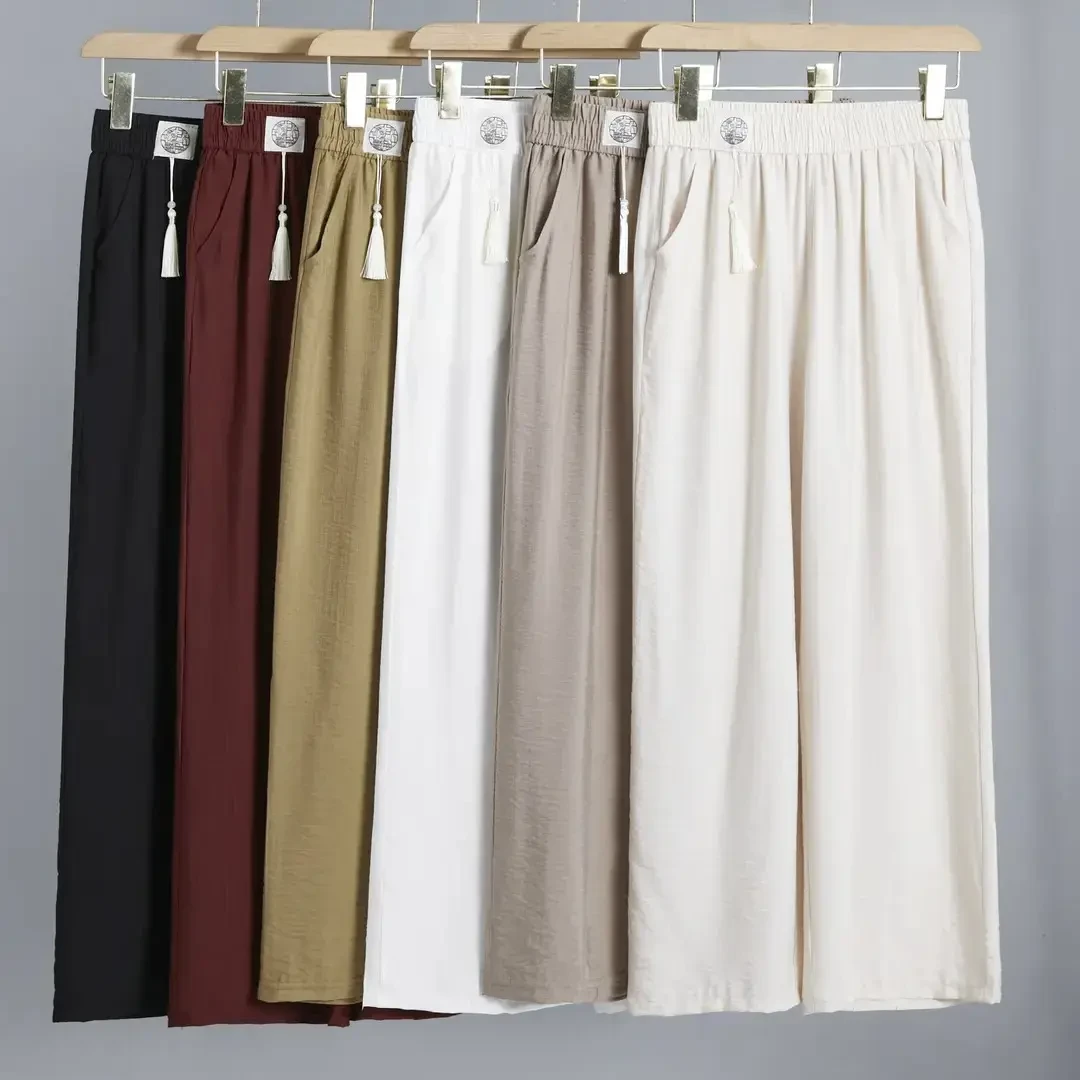 （升级版樱花裤）高腰直筒裤女夏季新款宽松妈妈裤子中老年女裤松紧