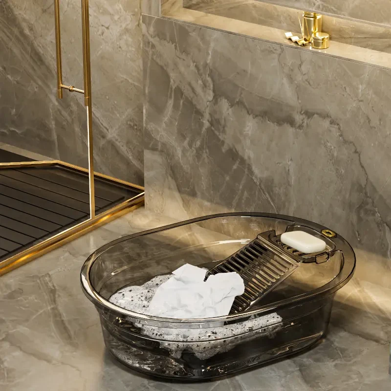 洗衣盆带搓衣板一体式盆家用大号塑料盆多功能洗衣桶加厚耐用C162