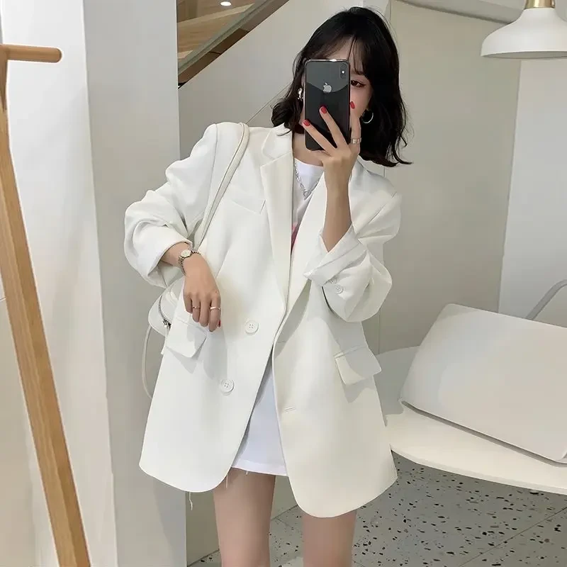 白色小西装外套女2025年新款春秋小个子高级感韩系气质休闲西服