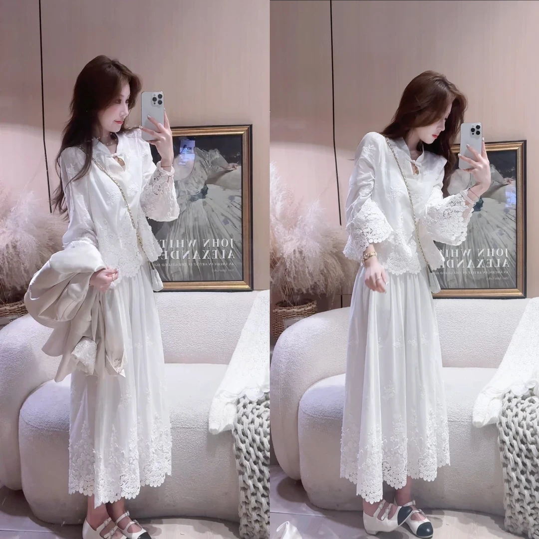 《小桃枝》（白色）超重工立体定位花 气质温柔伞裙装配内搭吊带女装