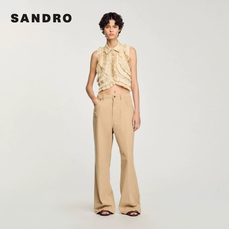 商场同款|SANDRO2025秋冬新款女装多层花边短款衬衫SFPCM01317