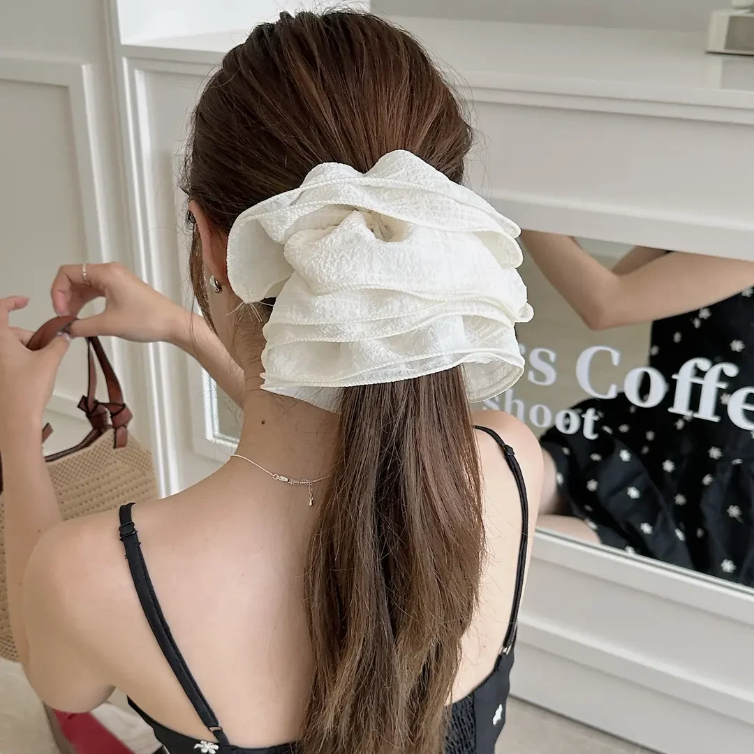 雾霾蓝4层超大号！花边褶皱高级感大肠发圈慵懒法式日韩发绳女