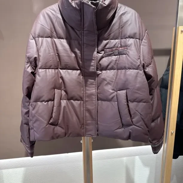 韩版短款立领休闲拼接加厚白鸭绒羽绒服女冬季新款保暖