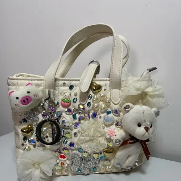 手工DIY镶钻定制可爱卡通重工包手提斜挎时尚潮流百搭包包