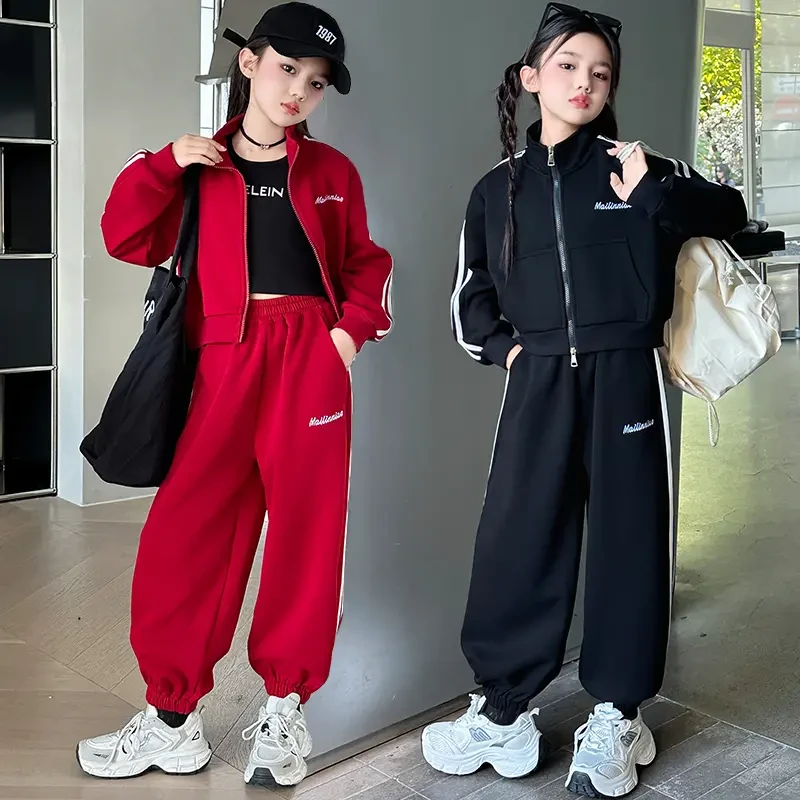 女童套装春秋休闲时尚2025新款大儿童洋气短款卫衣运动卫裤两件套