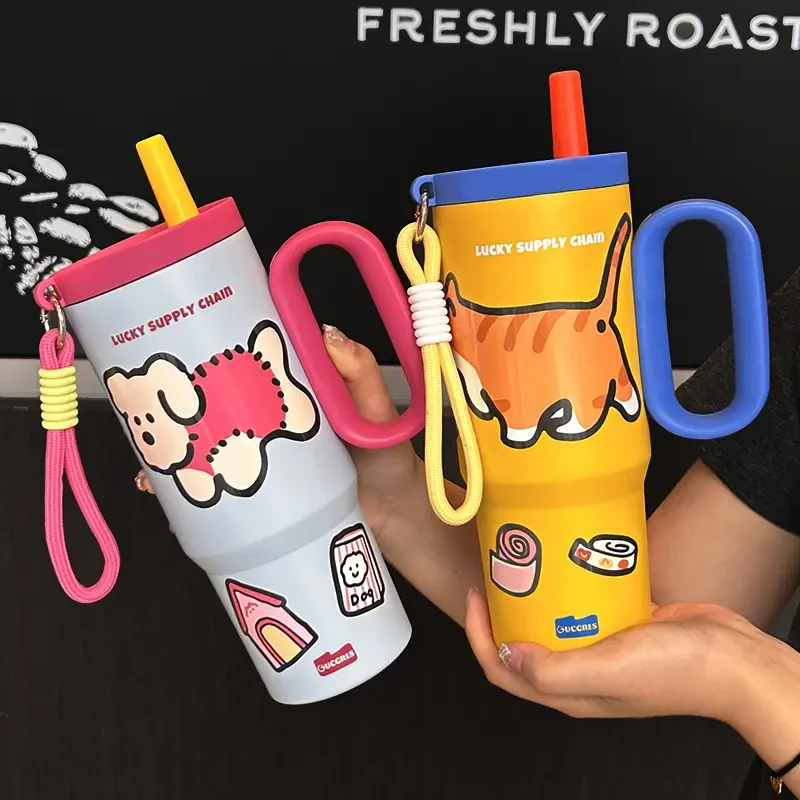 巨无霸保温杯大容量水杯吸管保冰保冷车载高颜值冰霸王杯情侣