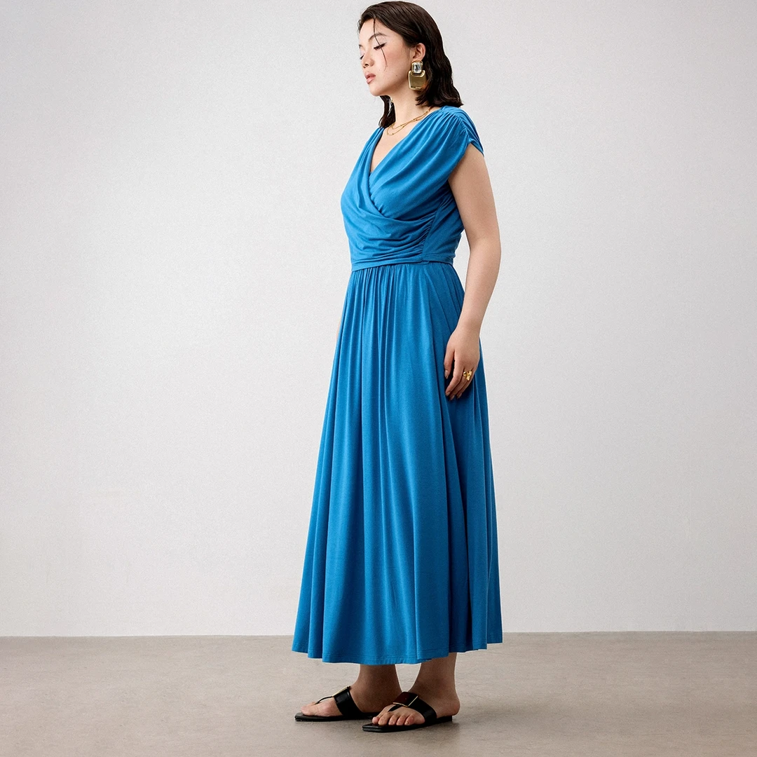 PLUSMALL 素盏生花 莫代尔针织V领上衣连衣裙套装PLUS2504012AB