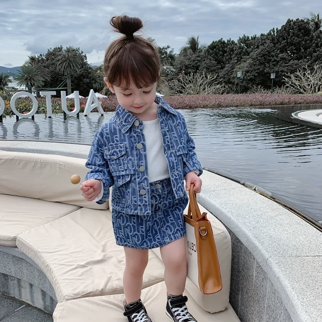 2025女童秋装新款牛仔裙韩版儿童套装宝宝洋气牛仔外套小孩两件套