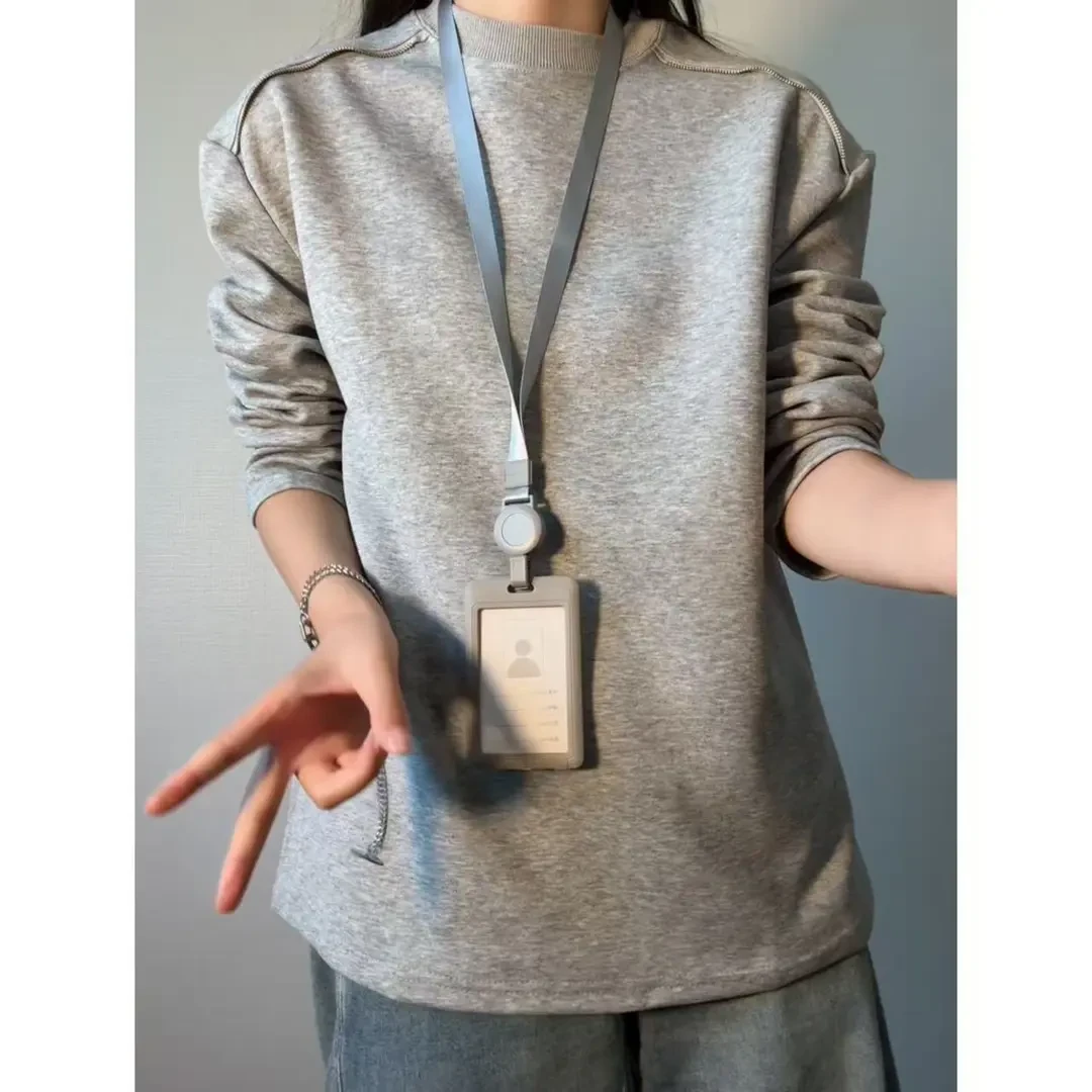 DOKA-拉链正肩美式街头长袖卫衣男款秋冬cleanfit潮牌内搭打底衫