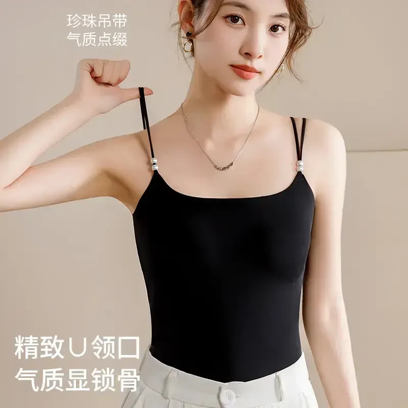 草本同款【买一送一】山茶花凉感吊带10A抗菌超薄珍珠背心一体内衣