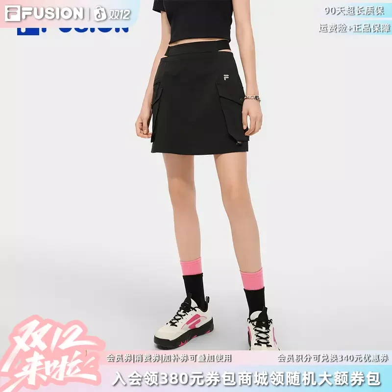 Fila/斐乐女装夏季显瘦休闲透气短款梭织裙时尚运动裙女士半身裙