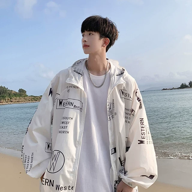 美式潮流连帽防晒衣男款轻薄透气冰丝防晒服夹克百搭宽松大码外套