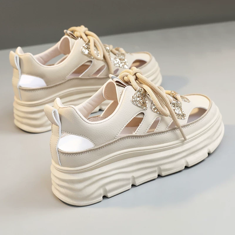 内增高半拖鞋穿2024夏季新款松糕厚底凉拖女防滑休闲沙滩凉鞋