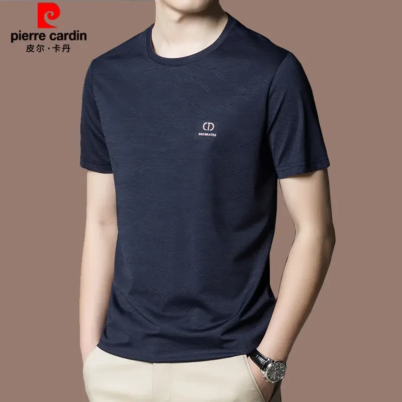 皮尔卡丹品牌正品夏季男士短袖时尚男款T恤薄款冰丝圆领半袖休闲.