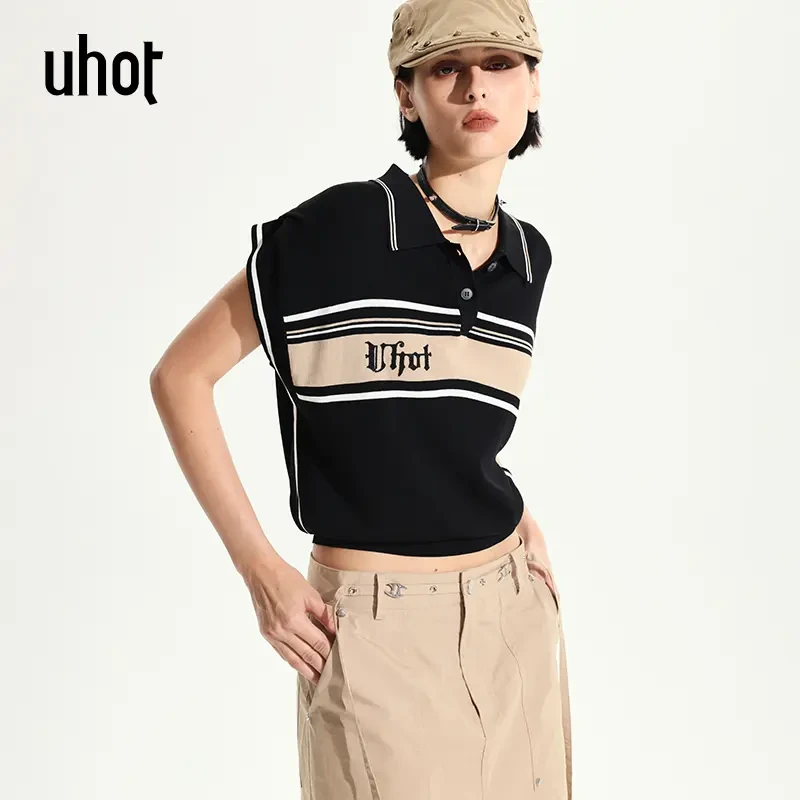 UHOT-R5运动时尚休闲夏季透气条纹撞色针织衫UWWR5Z264