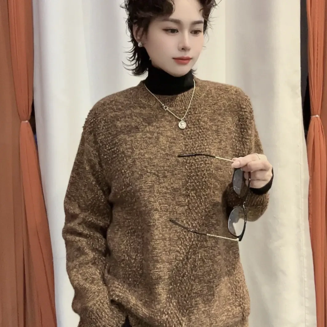 秋冬复古时尚宽松百搭休闲羊绒衫