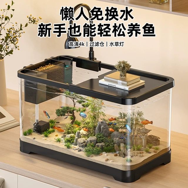 桌面鱼缸小型客厅2025新款生态造景过滤制氧一体机家用金鱼缸新品