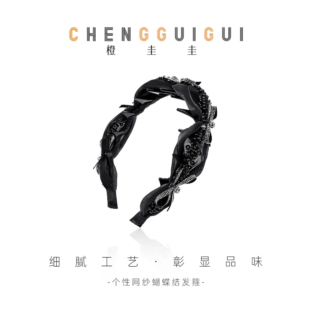 蝴蝶结黑色新款发箍百搭优雅氛围感轻奢高级感小众带齿时尚发箍
