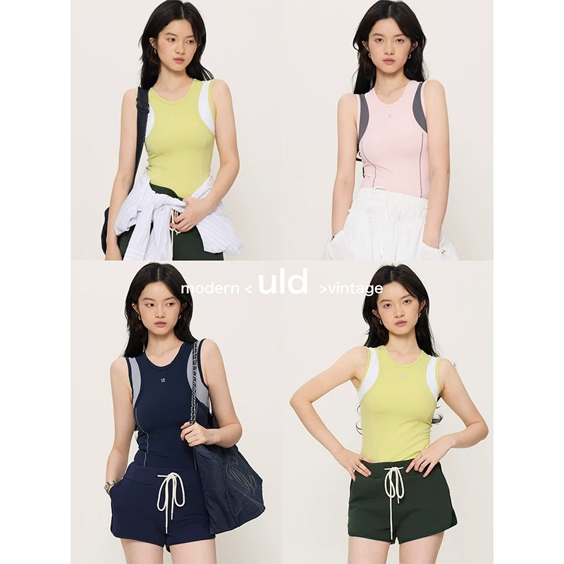 【ULD】/sporty科技中古运动撞色高弹四面弹瑜伽抗菌撞色圆领背心