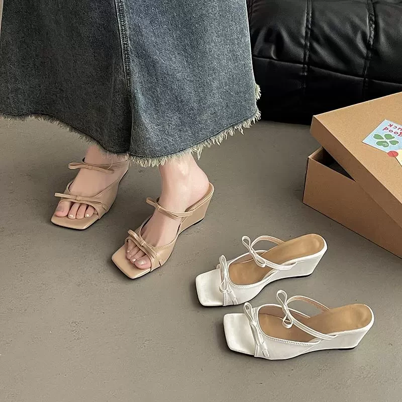 大码凉鞋女41-43鞋子女鞋夏季新款法式高跟鞋特大号外穿拖鞋凉拖