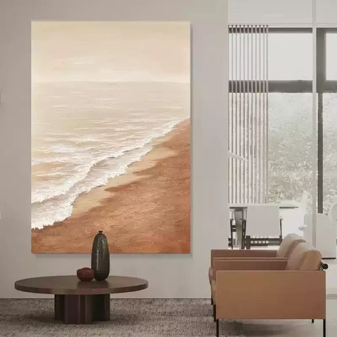 【巴比松】纯手绘油画海边沙滩肌理画客厅装饰画