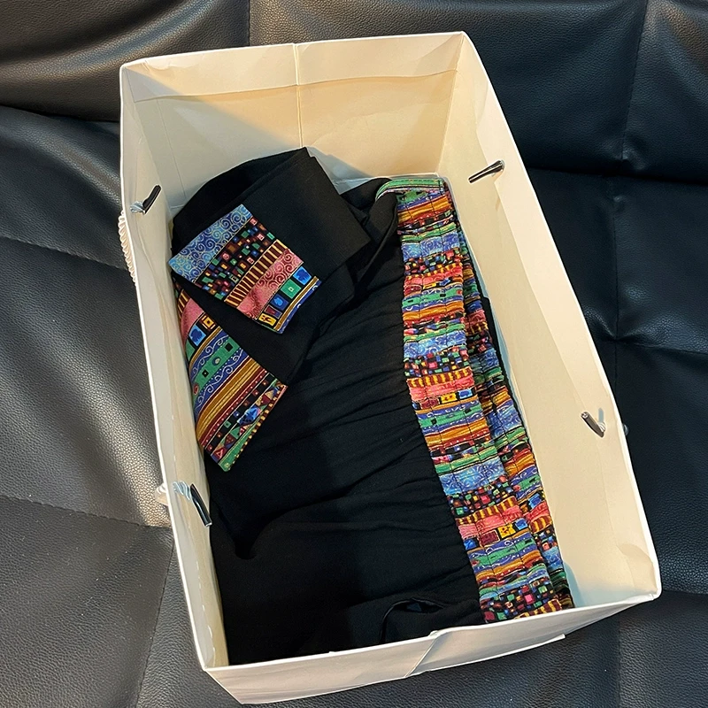 中国风男装民族风休闲裤宽松高级垂感棉麻阔腿裤复古印花休闲长裤