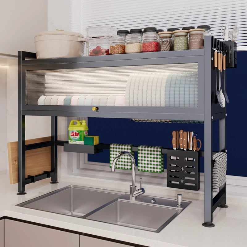 维阔厨房水槽置物架家用碗碟收纳洗碗槽水池防尘碗柜多功能沥水架