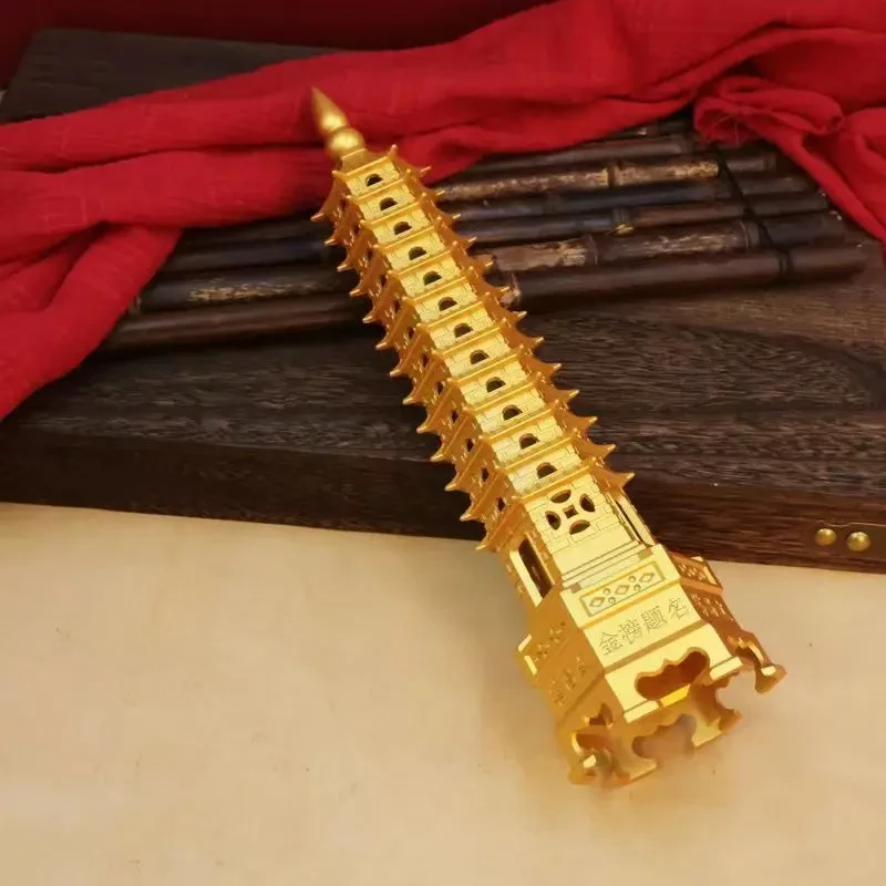 【张师亲开】9层黄铜文昌塔书桌摆件书房摆设家用中式手工