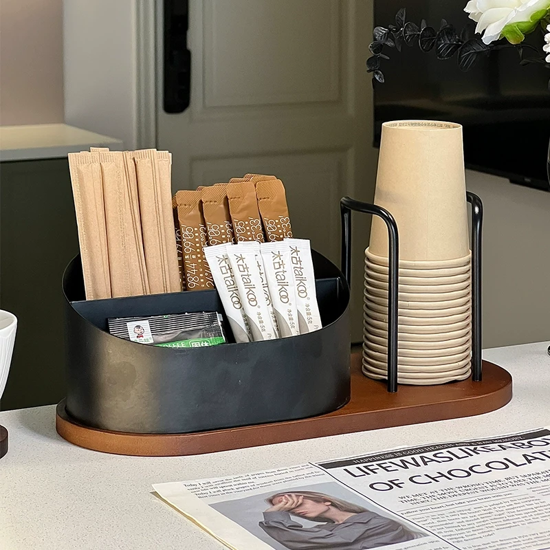 特别好看的木质杯子架咖啡角多功能一次性水杯取杯器水吧桌面杯架