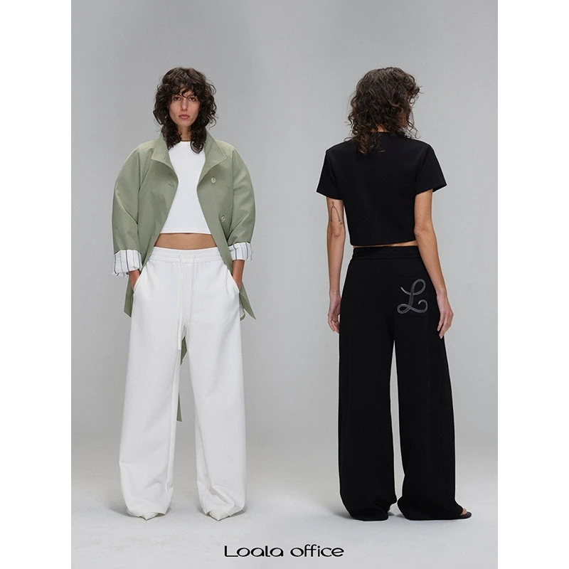 Loala office 遛弯套装logo刺绣松弛运动套装-运动裤