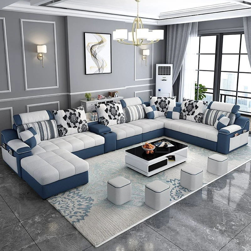 布艺沙发大户型简约现代乳胶客厅组合家具科技布可拆洗809