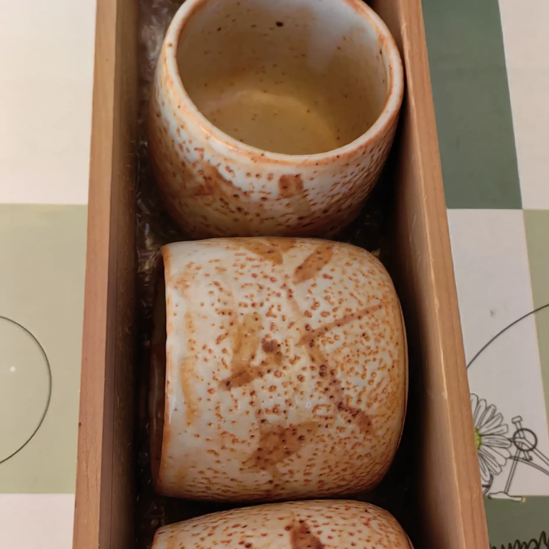 日本回流志野五克杯带原盒纯手工主人杯